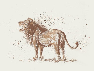 Old Lion 2d africa animal animals art beige brown charcoal illustration jungle king lion nature old safari tan