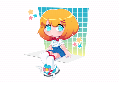 Kawaii girl character illustration vector