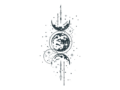 Mystical Moon boho branding celestial clipart composition design half moon illustration logo moon mystical poster star vector