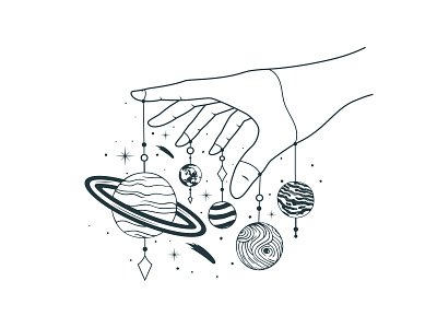 Celestial hand branding celestial clipart comets composition design earth hand hand drawn illustration mystical planet solar system stars vector witchy