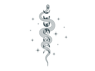 Moon Snake branding celestial clipart composition design half moon hand drawn illustration logo month moon mystical poison snake star vector viper witchy