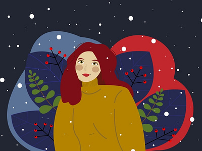 Dreaming girl. 2d adobe illustrator cozy girl holiday illustration snow winter