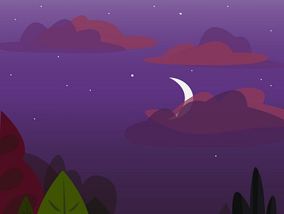 A piece of beauty. 2d adobe illustrator clouds illustration landscape moon night