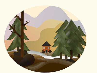 Somewhere in the forest... 2d adobe illustrator forest home illustration snow winter