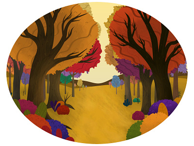 Mustard tale. 2d adobe illustrator colorful forest illustration landscape nature trees
