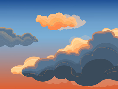 Carefree, sunny day. 2d adobe illustrator background clouds illustration sky sunset
