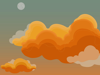 Warm, charming sunset 2d adobe illustrator background clouds illustration sky sunset