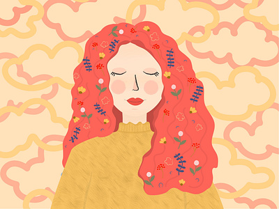 Living on in an illusion. adobe illustrator colors flowers girl illustration