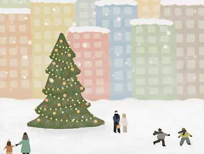 The day before🌠 adobe illustrator christmas tree illustration peace people photoshop