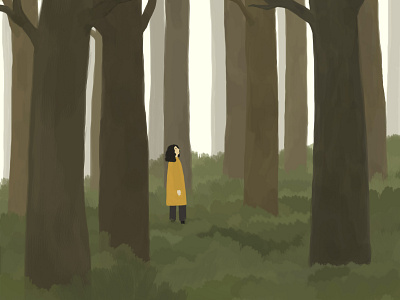 Walking in the forest 2d forest girl green illustration nature photoshop spring