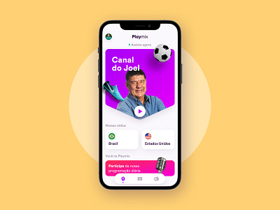 Playmix - Brazilian Radio Station android icon design ios app iphone microphone mobile app music navbar player profile radio app radio station soccer song spotify ticket
