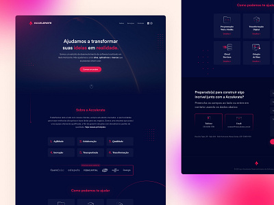 Accelerate Landing Page agency clean website dark theme forms gradient icons illustration landing page marketing website startup studio typography ui design ux design web web design website