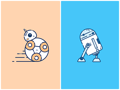 BB-8 & R2-D2 illustration 3d bb8 c3po cinema darthvader icon icondesign illustration illustrator logo motion movie robot starwars ui