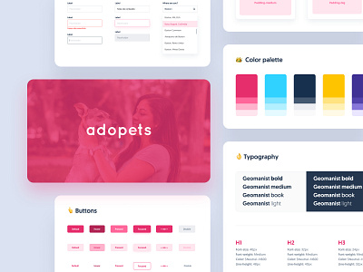 Adopets Styleguide admin buttons colors components dashboard design system form icons inputs motion pet pets styleguide typography