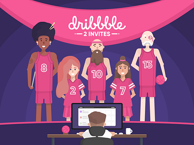 2x Dribbble Invites 2 invites character dribbble dribbble invites giveaway invite invites pink player players