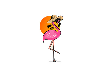 FLAMINGO design emblem illustration logo