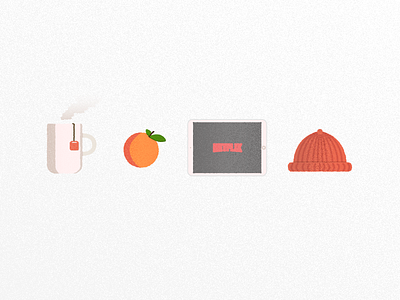 Winter Gear chill cozy fruit hat illustration ipad mug netflix tangerine tea vector winter