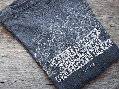 Smoky Mountains T-shirt fonts natural organic outdoors rustic woodcut