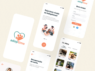 Interface for adoption mobile app adoption cat dogs mobile ui