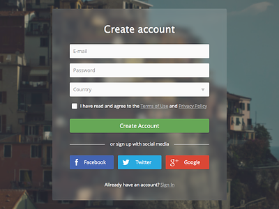 Create Account Transparent Form blur clean create account debut flat form sign up signup transparent
