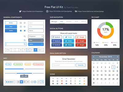 Free Flat UI Kit buttons components download elements flat free icons kit sketch tags ui web design