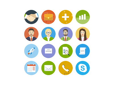 Flat Icons for email templates circle icons colors contacts email flat icons mailing office