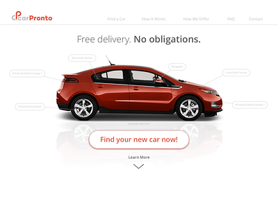 carPronto Landing Page car delivery startup used