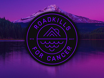 Road Kills For Cancer Badge badge design hood to coast mt hood or oregon purple running simple