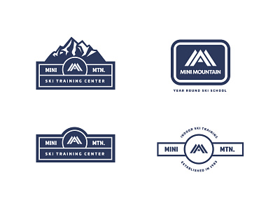 Mini Mountain logo lock ups badge blue brand branding identity lock up logo logos mountain patch ski skiing