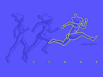 Corre chica correr ilustración runner running vector