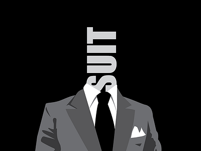 Suit black and white grayscale illustration sachplakat suit symbolic typography