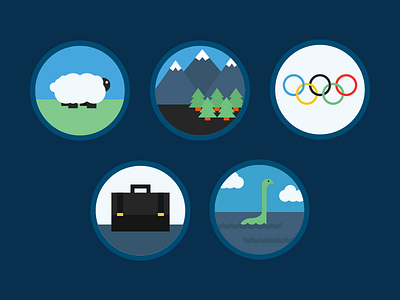 Badge Set 4 badge briefcase business earn icon loch ness minimal myth nature olympics sheep vector