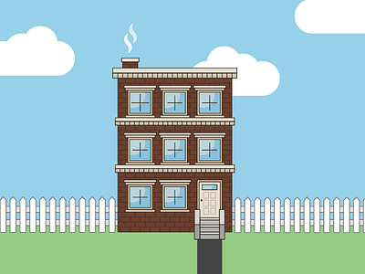 3-Story Building brick building house minimal scene window