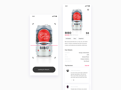 Beer Scanning App Concept app beer clean concept design detail ios minimal mobile review scan ui