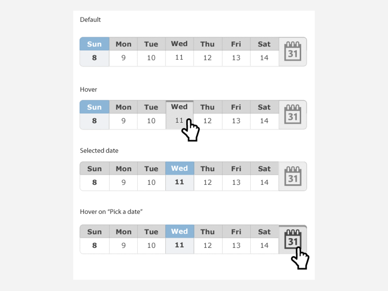 Date selector by Marie on Dribbble