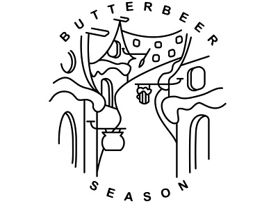 Butterbeer Season - Hogsmeade Monoline harry potter illustration line monoline vector
