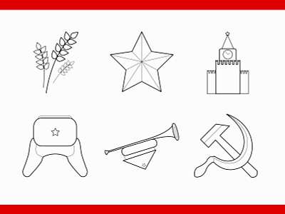 Soviet icons - USSR Symbols icon monoline red russia set of icons slavic soviet soviet union ussr