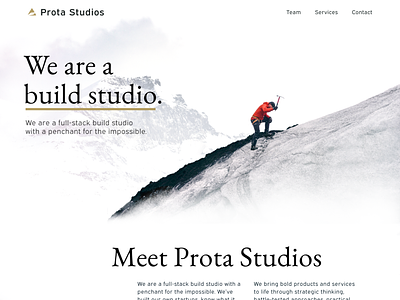 Prota Studios homepage branding startup website