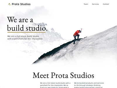Prota Studios homepage branding startup website