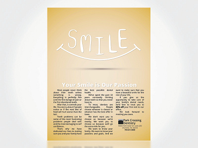 Park Crossing Dentistry Magazine Ad ad advertising dentist full page graphic design illustrator magazine print smile