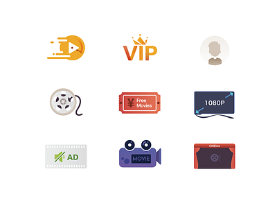 Video website icon cinema icon movie user video vip