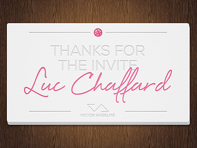 Debut card dribbble first shot invitation invite thanks wood