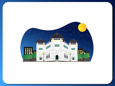 Great Mosque North Sumatera Illustration