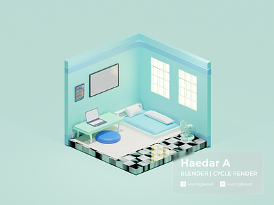 ISOMETRIC ROOM - 3D BLENDER 3d blender blender3d graphic design isometricroom lowpoly softcolours