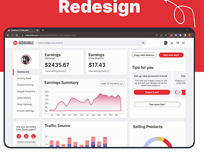 Redbubble Dadhboard Redesign