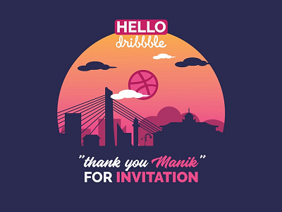 Dribbble Invitation city dribbble flat design graphic design invitation invite silhouette