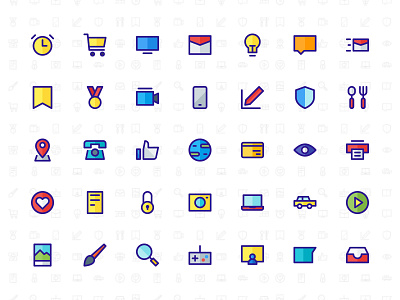 Miscellaneous Icon Set action art brand button design flat design graphic design icon icon app icon design iconographic iconography icons icons set illustration logo ui ux vector web