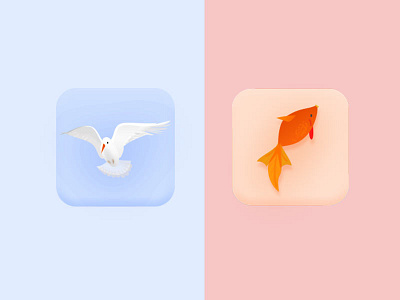 Sea gull&fish icon ui