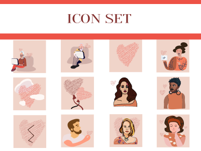 Valentine's Day . Icons app cards design digital i graphic design happy icon illustration logo love vector