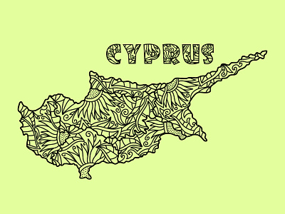 Doodle Cyprus map Eco design Sketch illustration zen